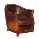 《HALO》ヴィンテージレザーソファ DECO Arm Sofa 1P トリコロール毛皮仕様(Vintage Leather Sofa)【送料無料】 【アンティーク】【ビンテージ】【アニリンレザー】【チェスターフィールド(chesterfield)】 【受注生産対応品:2〜3ヶ月】