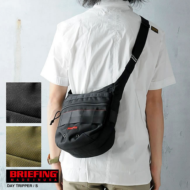 【BRIEFING ブリーフィング】送料無料！ 女子にもオススメ！コンパクトサイズのショルダーバッグ　DAY TRIPPER /S BRF105219 BLACK/MOSS【BRIEFING ブリーフィング】送料無料！平日16時まで 土日祝15時まで即日発送!(定休日以外)