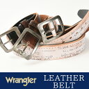 Wrangler/ラングラー アンティークバックル レーザー彫サイド金箔入り ベルト WR4031 メンズ 本革 カジュアル 日本製