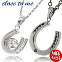 刻印無料 close to me ダンシングストーン ラッキー ホースシュー シルバー ペアネッ