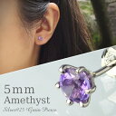 5mm 天然 アメジスト 一粒ピアス 1P 片耳用 シルバー925 プラチナコーティング レディース 女性 2月 誕生石 天然石 紫 パープル ピンク ひと粒 スタッドピアス アメシスト アメジストピアス ピアス 誕生日 記念日 プレゼント 人気 シンプル 定番 かわいい おしゃれ