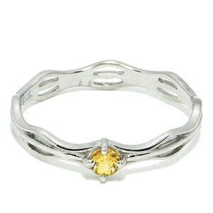 シトリン ウェーブプラチナコート シルバーリング 9〜15号/レディース リング/Citrine/レディ-ス/Ladies Lady's Ring/女性用 指輪(ゆびわ)/パワーストーン/天然石【メール便OK!!】