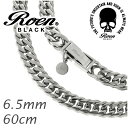 ロエン Roen BLACK 6面カットダブル喜平チェーン ステンレスネックレス 幅6.5mm 60cm