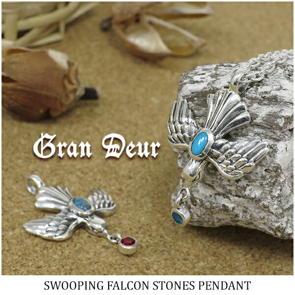 GRAN DEUR 平和の鳥 シルバーペンダントトップ チェーンなし 隼 イーグル ブルーサファイア ターコイズ レッドサファイア オパール 天然石 シルバー925 メンズペンダント ネックレストップ ヘッド ブランド 人気 ギフト プレゼント 彼氏 男性