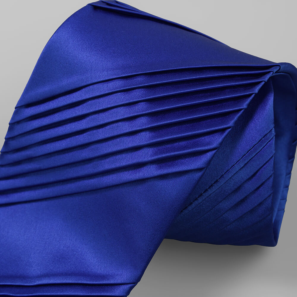 【シルヴィオ・フィオレッロ】ネクタイ │プリーツ シルク ソリッド ブルー (sil00043)