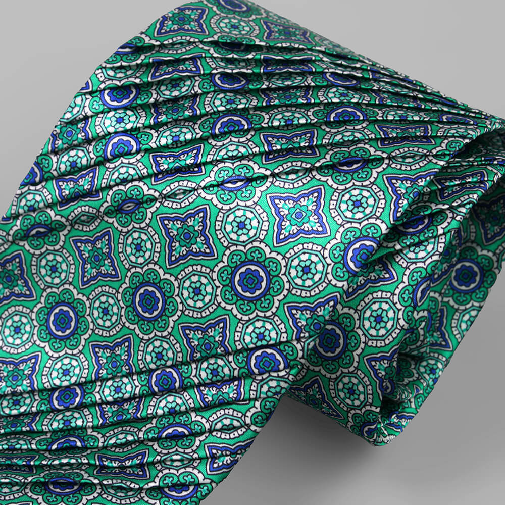 【シルヴィオ・フィオレッロ】ネクタイ │プリーツ シルク グリーン (sil00046)