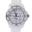 【ポイント5倍&5000円クーポン★4日20時~】CHANEL シャネル J12 マリーン 38mm H2560 メンズ 白セラミック/ラバー 腕時計 自動巻き 白文字盤 ABランク 中古 銀蔵