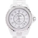 【ポイント5倍&5000円クーポン★4日20時~】CHANEL シャネル J12 38mm ベゼルダイヤ H0969 メンズ 白セラミック/SS 腕時計 自動巻き 白文字盤 Aランク 中古 銀蔵