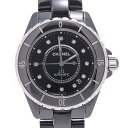 【ポイント5倍&5000円クーポン★4日20時~】CHANEL シャネル J12 38mm 12Pダイヤ H1626 メンズ 黒セラミック/SS 腕時計 自動巻き 黒文字盤 Aランク 中古 銀蔵