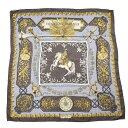 HERMES エルメス カレ90 LVDOVICVS MAGNVS / 白い馬に跨ったルイ14世 グレー系 レディース シルク100% スカーフ ABランク 中古 銀蔵