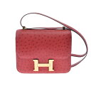 【先着順!!最大3万円OFFクーポン★1日0時から】HERMES エルメス コンスタンス24 ルージュビフ ゴールド金具 Y刻印(2020年頃) レディース オーストリッチ ショルダーバッグ ABランク 中古 銀蔵