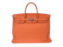 中古 エルメス バーキン40 トリヨンクレマンス オレンジ SV金具 □Q刻印 新同 HERMES◇