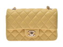 シャネル マトラッセ チェーンショルダーバッグ 黄 G金具 レディース ラムスキン 未使用 美品 CHANEL ギャラ 中古 銀蔵
