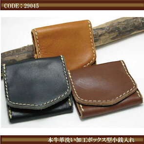 【DM便可】本牛革アンティーク加工ボックス型小銭れ29045