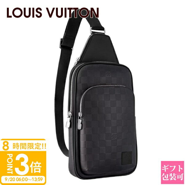 【P3倍】ルイヴィトン ダミエ バッグ メンズ LOUIS VUITTON バッグ メンズ ボディバッグ ダミエ・アンフィニ アヴェニュー・スリングバッグ ノワール N45303 ルイヴィトン バッグ メンズ レザー 通販 2025