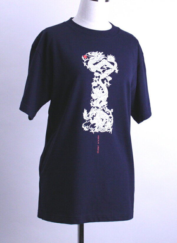 ★2012年　サマーセール★　テンロン（騰龍）太極拳半袖Tシャツ/スリット入り　ネイビー色