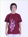 太極拳Tシャツ スリット入り 『蓮唐草(ロータス)』バ−ガンディ− 半袖【太極拳ウェア・太極拳服・半袖・カンフー服】 太極拳Tシャツ スリット入り 『蓮唐草(ロータス)』バ−ガンディ− 半袖【太極拳ウェア・太極拳服・半袖・カンフー服】