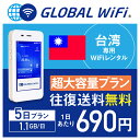 【レンタル】台湾 wifi レンタル 超大容量 5日 プラン 1日 1.1GB 4G LTE 海外 WiFi ルーター pocket wifi wi-fi ポケットwifi ワイファイ globalwifi グローバルwifi 〈◆_台湾 4G(高速) 1.1GB/日 超大容量_rob#〉