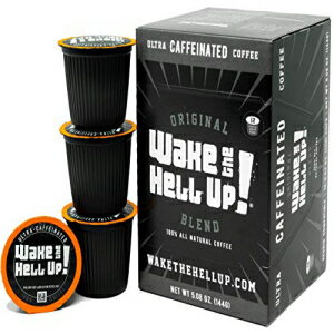 Wake The Hell Up! Dark Roast Single Serve Coffee Pods | Ultra-Caffeinated Coffee For K-Cup Compatible Brewers | 12 Count, 2.0 Compatible Pods | Perfect Balance of Higher Caffeine & Great Flavor.
