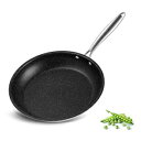 Mr.Right Mr. Right 12-Inch Frying Pan with Non-Stick Coating Induction Compatible Bottom,Tri-Ply Full Body Stainless Steel Skillet Pan