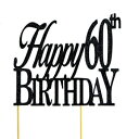 ショッピングバースデーケーキ ブラックハッピー60歳の誕生日ケーキトッパー All About Details Black Happy 60th Birthday Cake Topper