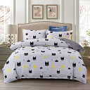 Mengersi Dogs Duvet Cover Set Pink Gray Cute Pattern with Zipper Bedding Set for Girls Boy Kids Adults Full Size