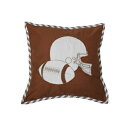 バカティモスリン12月枕、フットボール/ブラウン/グレー Bacati Muslin Dec Pillow, Football/Brown/Grey