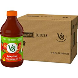 <strong>V8</strong> スパイシーホット 100% <strong>野菜ジュース</strong>、野菜ブレンドとトマトジュース、46 FL OZ ボトル (6 個パック) <strong>V8</strong> Spicy Hot 100% Vegetable Juice, Vegetable Blend with Tomato Juice, 46 FL OZ Bottle (Pack of 6)