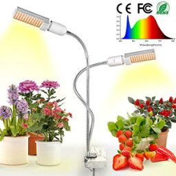 屋内植物用LED成長ライト、Relassy 15000Luxサンライクフルスペクトル成長ランプ、交換可能な電球付きデュアルヘッドグースネック植物ライト、苗の成長、開花、結実のためのプロフェッショナル LED Grow Light for Indoor Plants, Relassy 15000Lux Sunlike Full