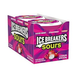 1.5 Ounce (8 Count), Mixed Berry. Strawberry and C, ICE BREAKERS Sours Assorted Fruit Flavored Sugar Free Mints Tin, 1.5 oz