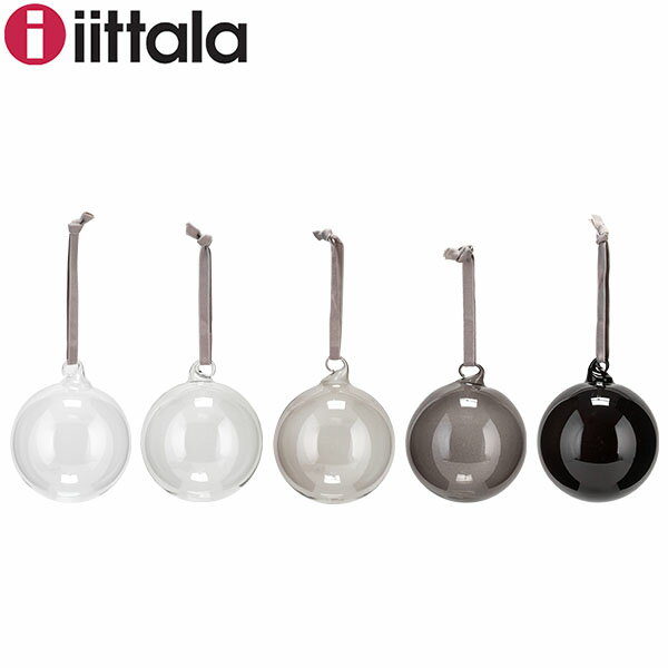 イッタラ iittala オーナメント5個セット グラスボール 1027719 グレー Glass ball 5set Grey 北欧 インテリア ガラス フィンランド ツリー あす楽