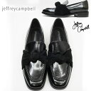リボン ローファー ヒール約3cm Jeffrey Campbell ( ジェフリーキャンベル ) マニッシュ シューズ 【BLACK】3828 歩きやすい スリッポン ブラック 靴 ガラスレザー 本革