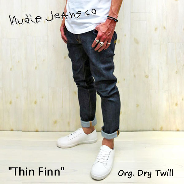 人気モデル 育てがいのある"DRY"　 NUDIE JEANS ( ヌーディージーンズ ) THIN FINN color: ORG. DRY TWILLTHINFINN当店人気NO1スタイルチェーンステッチで裾上げもサービス★