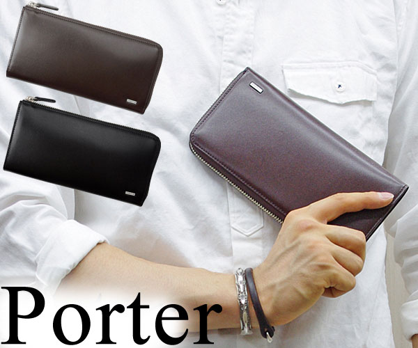 2012AW新作☆ 吉田かばん PORTER　SHEEN ( ポーター シーン ) （ W195/H100 ) 175gブラック/ブラウンL字型ジップ開閉式長財布吉田カバン　110-02927