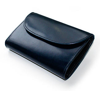 ̵Whitehouse Cox TWO TONE BRIDLE 3 FOLD PURSENAVY / BLACK
