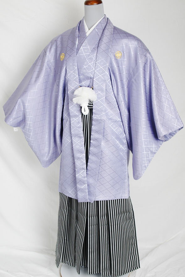 【成人式・卒業式】男性用レンタル紋付き袴フルセット-6818