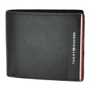 トミーヒルフィガー 財布 メンズ TOMMY HILFIGER 二つ折り財布 レザー ブラック グローバルストライプ AM0AM08220 BDS