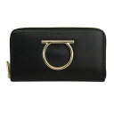 フェラガモ 財布 レザー ブラック 22D291 FERRAGAMO ラウンドファスナー 長財布 ガンチーニ メタルオーナメント 22D291 0691138