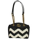 グッチ バッグ 443501 GUCCI チェーンショルダーバッグ GGマーモント レザー ブラック×ホワイト 443501 DRWRT 1089