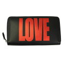 ジバンシー 財布 BC06340780 GIVENCHY ラウンドファスナー長財布 LOVEプリント レザー ブラック×レッド BC06340780 009