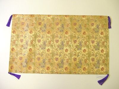 経机かけ（金襴の布）【幅　48cm〜49cm】白茶地に唐花