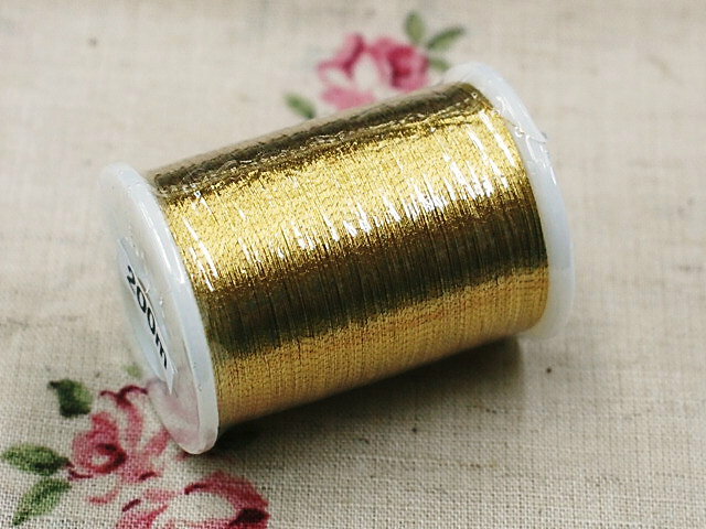 金色が美しいアンティークミシン糸！200m（イエローゴールド）
