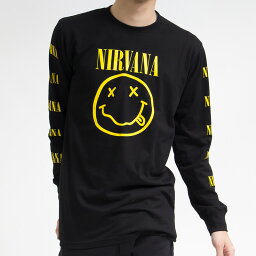 <strong>ニルヴァーナ</strong> tシャツ ロンT 長袖 nirvana ニルバーナ tシャツ ロングTシャツ ロングスリーブ ロックt バンドt rock スマイル ニコちゃん メンズ レディース ユニセックス long sleeve