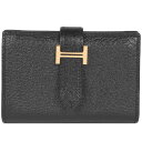 【クーポン利用で最大3万5千円オフ!!11/1-11/2】エルメス HERMES ベアン ミニ ウォレット コインケース シェーブル ミゾール ブラック ローズゴールド金具 Y刻印(2020年製造)【中古】