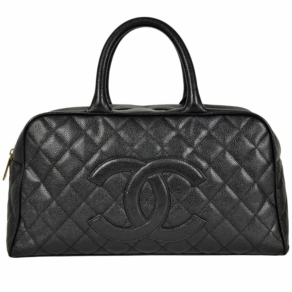 シャネル CHANEL ココマーク マトラッセ ミニボストンバッグ キャビアスキン A20996 ブラック【中古】