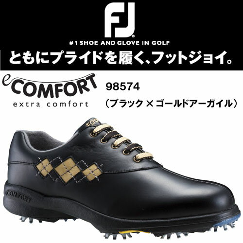FootJoy(フットジョイ) e-COMFORT eコンフォート・レディースシューズ 98574 [ブラック×ゴールドアーガイル]