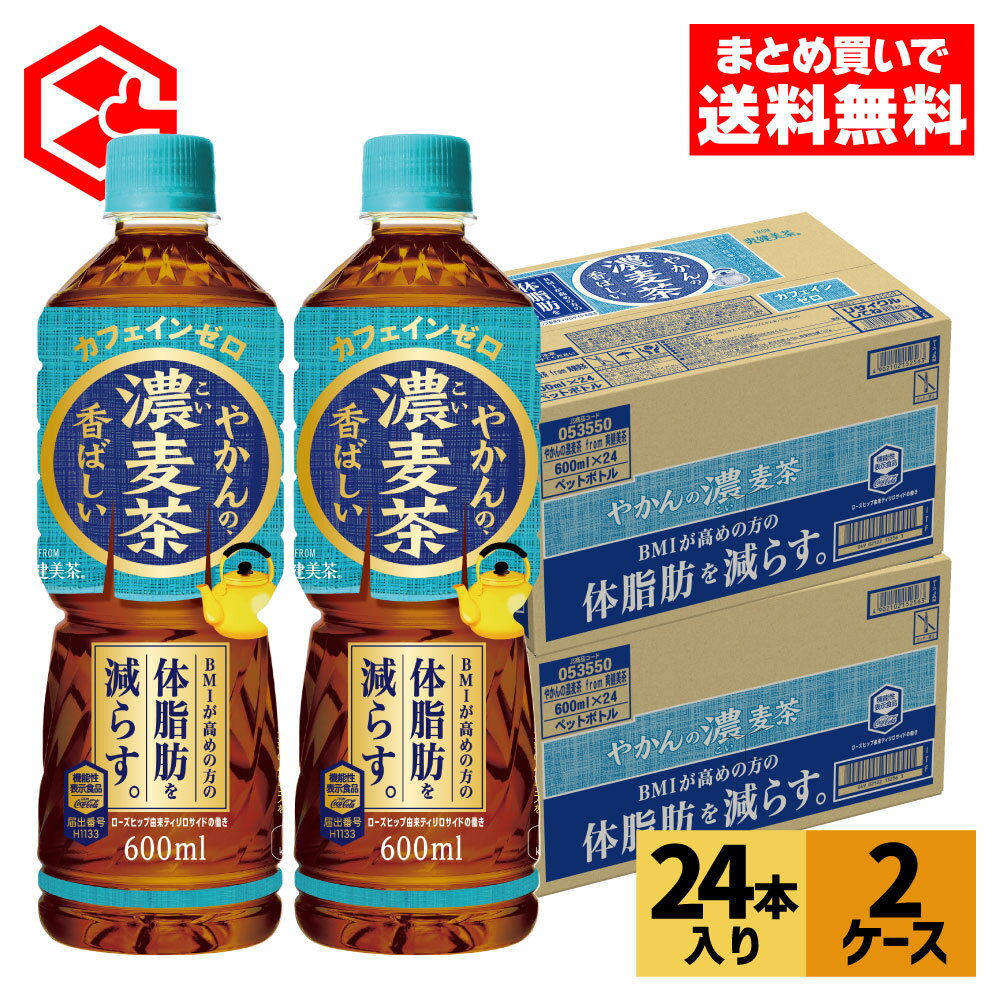 コカ・コーラ <strong>やかんの濃麦茶</strong> from爽健美茶 600ml ペットボトル 24本入り×2ケース【送料無料】