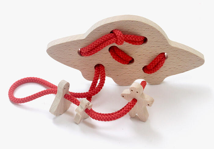 【名入れ可】●U F O（頭脳開発器）脳トレ木のおもちゃ木の知恵の輪 木のパズル　■ UFO PUZZLE （BRAIN TRAINING） Wooden Toys (Ginga Kobo Toys) Japan