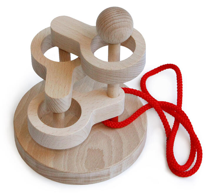 【名入れ可】●立体知恵の輪（3段）木のおもちゃ脳トレ パズル 木のパズル ■ SCULPTURAL LINK PUZZLE (3 LEVEL)Wooden Toys (Ginga Kobo Toys) Japan