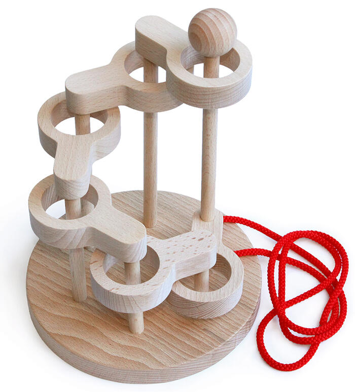 【名入れ可】立体知恵の輪（6段）日本製 頭を使う 木のおもちゃ パズル 脳トレ 紐通しパズ…...:good-toy:10000344